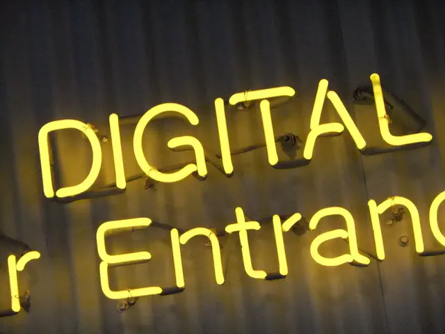 A neon sign saying Digital Entrance