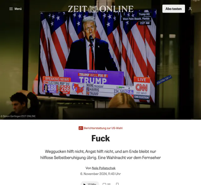 Die Zeit, Nov 7, 2024 - Fuck