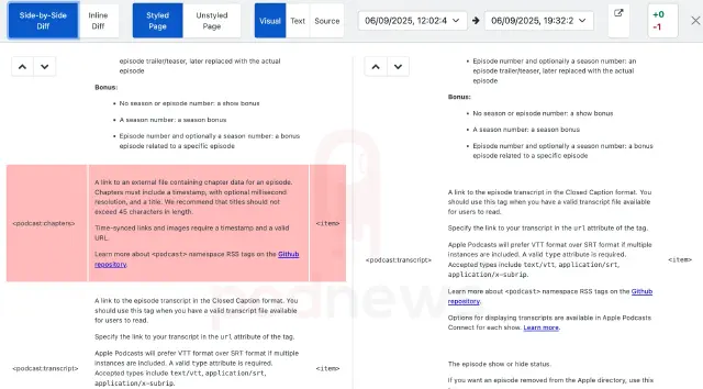 Apple Podcasts details about podcast:chapters