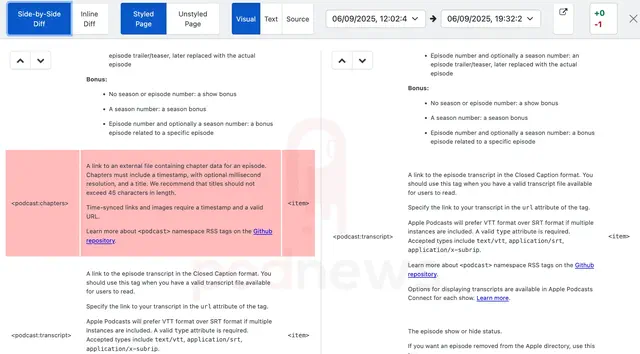 Apple Podcasts details about podcast:chapters