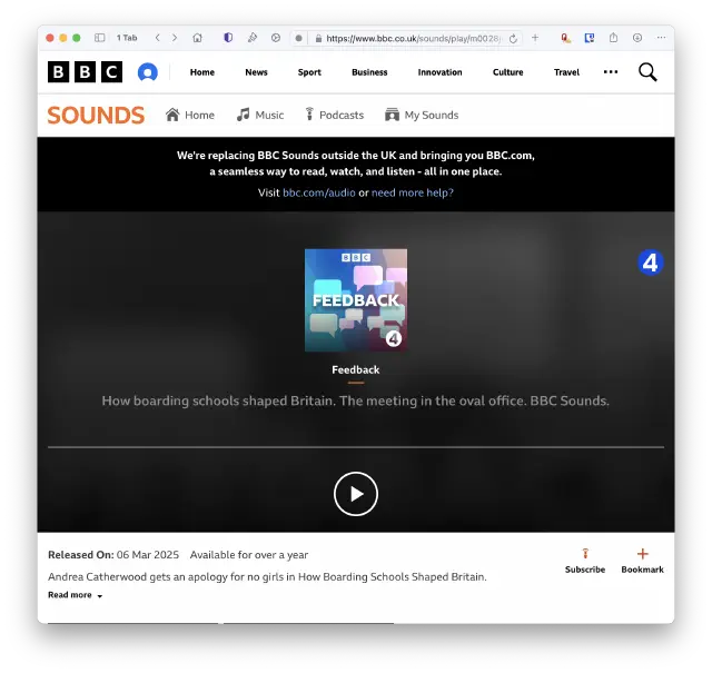 BBC Sounds outside the UK