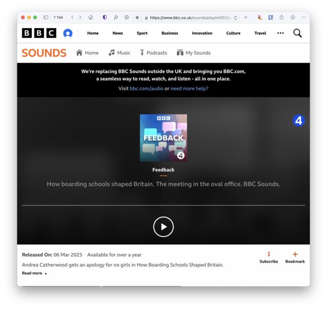 BBC Sounds outside the UK