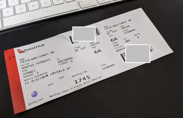 A Qantas boarding pass