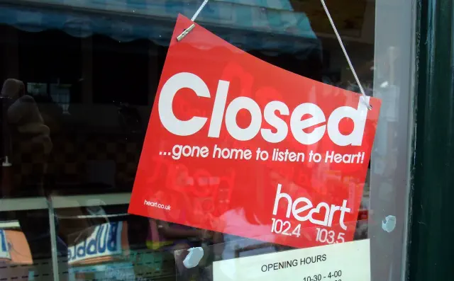 Closed - a Heart branded shop sign