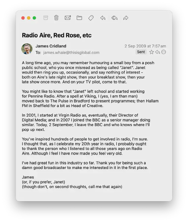 Email to James