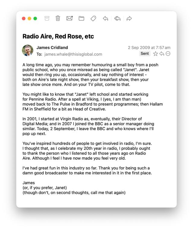 Email to James