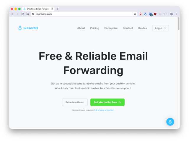 The homepage of improvmx