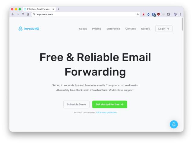 The homepage of improvmx