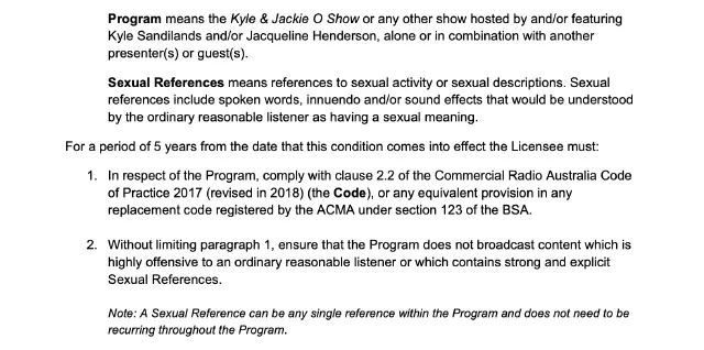 The licence conditions