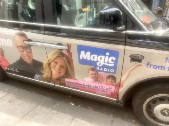 A taxi ad for Magic Radio in London