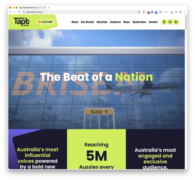 A screenshot of the Tapt Media website